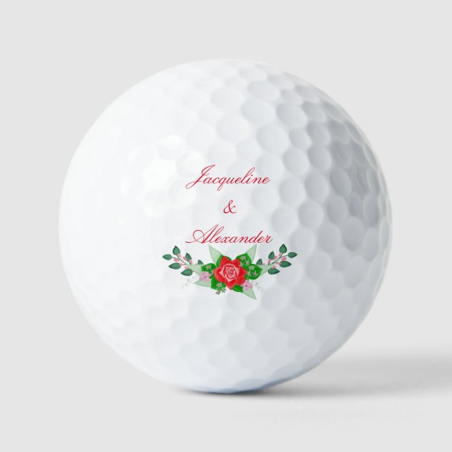 Rote Rose Wedding Themenparty Golf Balls bevorzuge Golfball (Vorderseite)
