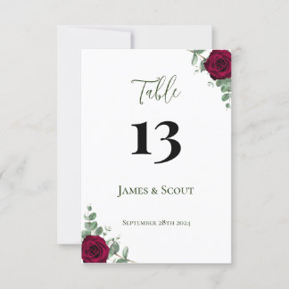 Rote Rose Wedding Tischnummer