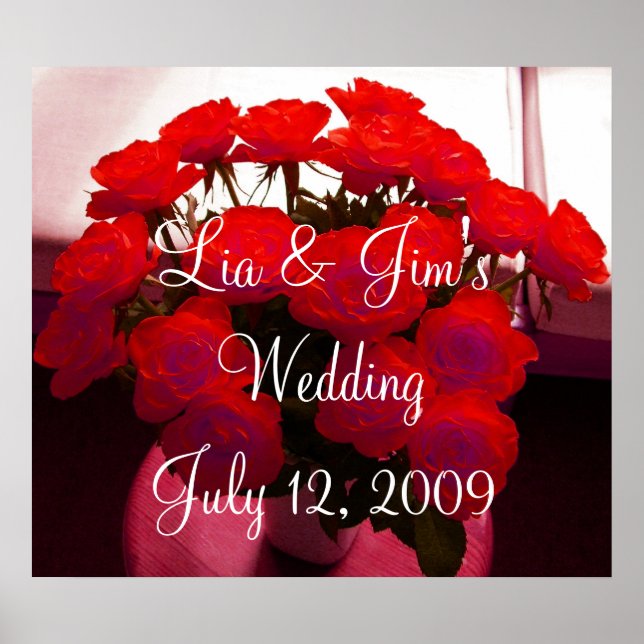 Rote Rose Wedding Valentine Poster - Anpassbar (Vorne)