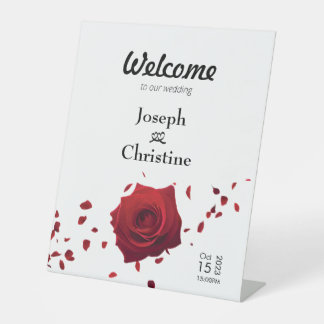Rote Rose Wedding Welcome Sockelschild