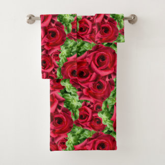 Rote Rose Weg Blume Garland Badhandtuch Set