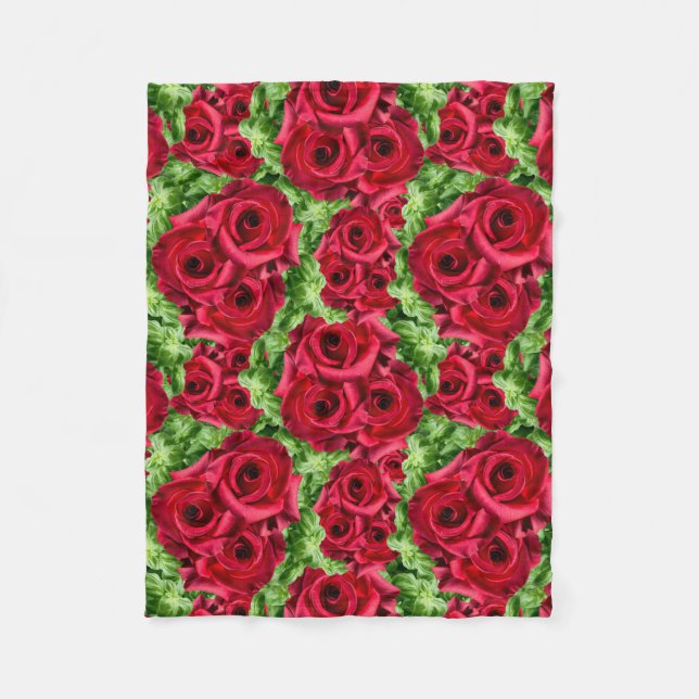 Rote Rose Weg Blume Garland Fleecedecke (Vorderseite)