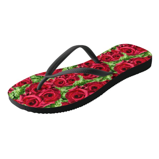 Rote Rose Weg Blume Garland Flip Flops (Schrägansicht)