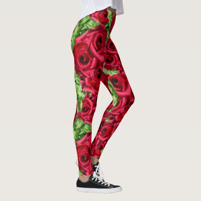 Rote Rose Weg Blume Garland Leggings (Rechts)