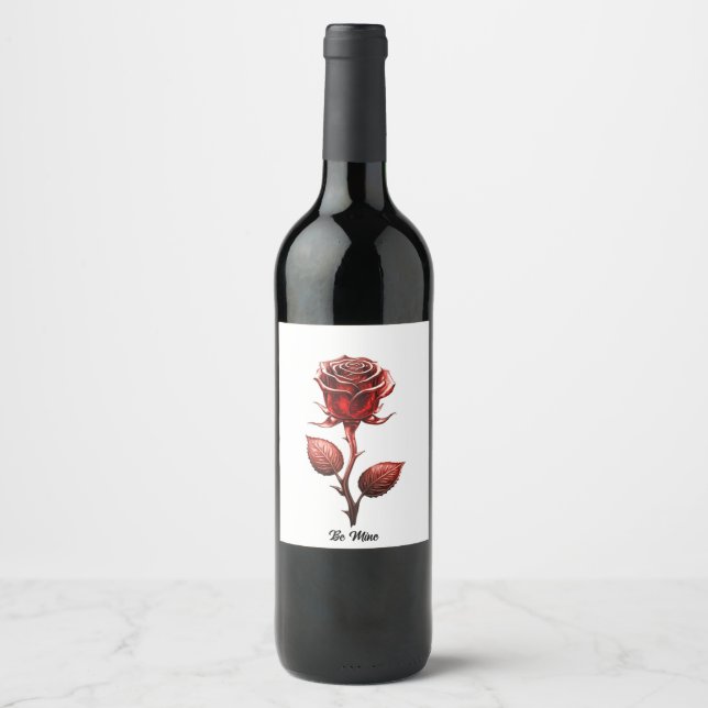 Rote Rose Weinetikett (Vorderseite)