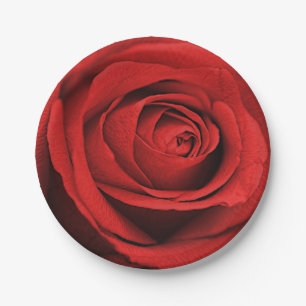 Rote Rose Weiß (Jede Farbe) Rustikale Glamour-Hoch Pappteller