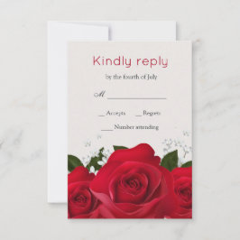 Rote Rose, weiße Blume Hochzeit RSVP