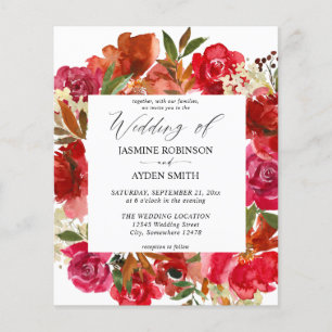 Rote Rose & Weiße Blüten 1 Hochzeit Flyer
