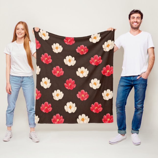 Rote Rose Weiße Blüten  Fleecedecke (Beispiel)