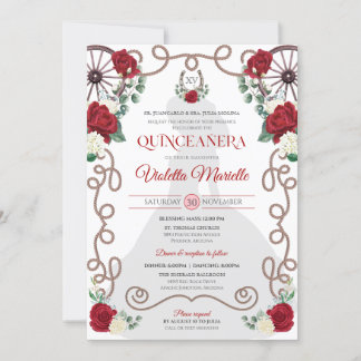 Rote Rose Western Charro Quinceanera Einladung