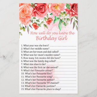 Rote Rose Wie gut kennst du das Geburtstagsmädchen