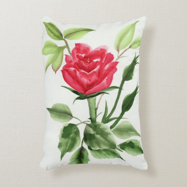 Rote Rose Zierkissen (Vorderseite(Vertikal))