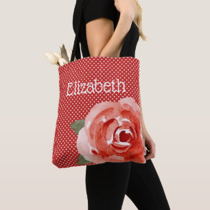 Rote Rose zu Rot-Weiß-Polka-Punkten