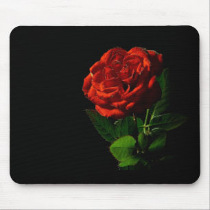 Rote Rose zu Schwarzer Flora Mousepad