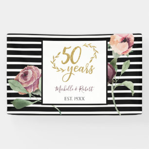 rote Rose zum 50. Jahrestag der Hochzeit Gold Glit Banner