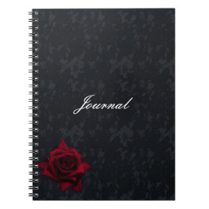 Rote Rose zum Black Goth-Notebook Notizblock