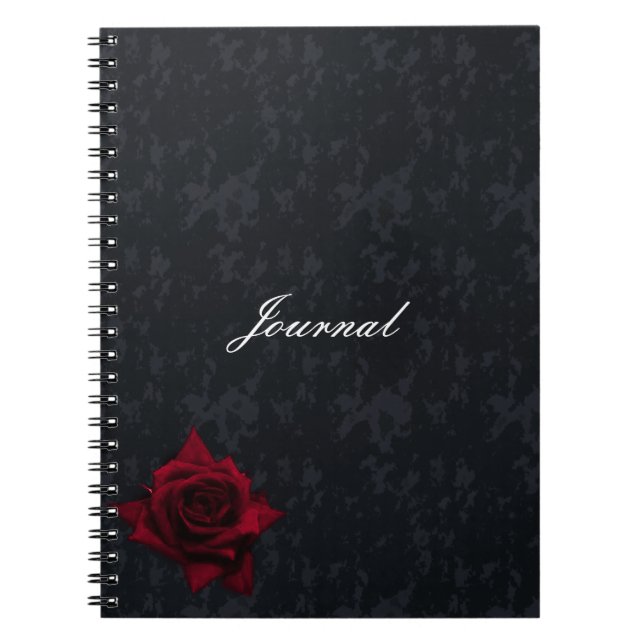 Rote Rose zum Black Goth-Notebook Notizblock (Vorderseite)