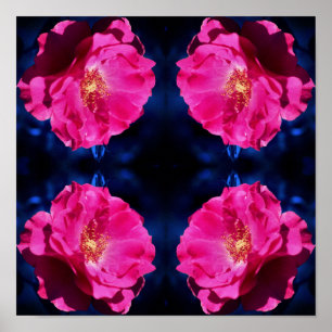 Rote Rose zur Abstrakten Blume von Blue Tint Poster