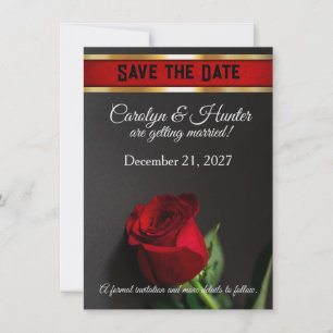 Rote Rose zur Schwarzen Hochzeit Save The Date