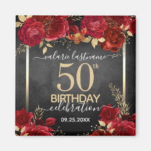Rote Rosen 50. Geburtstag Save the Date Magnet