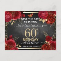 Rote Rosen 60. Geburtstag Save the Date Postkarte