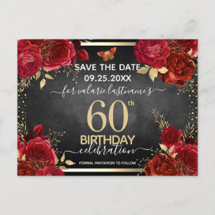 Rote Rosen 60. Geburtstag Save-the-Date-Postkarte Postkarte