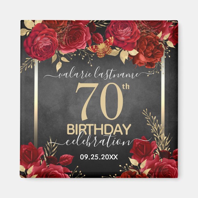 Rote Rosen, 70. Geburtstag Save the Date Magnet (Vorne)