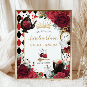 Rote Rosen Alice im Wunderland Quinceañera Poster