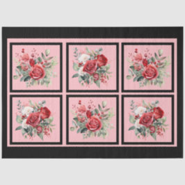 Rote Rosen als Dekoupage Seidenpapier