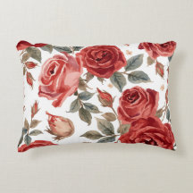 Rote Rosen Aquarell Blumen Botanisch Gemalt