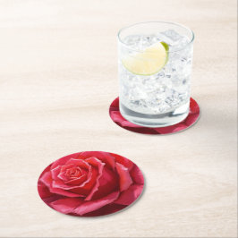 Rote Rosen-Aquarell Formale Florale Hochzeit Runder Pappuntersetzer