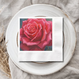 Rote Rosen-Aquarell-formale florale Hochzeit Serviette