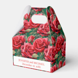 Rote Rosen Aquarellfarben Geschenkschachtel