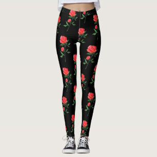 rote Rosen Aquarellmuster Leggings