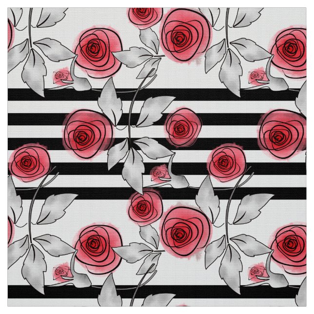 Rote Rosen, Aquarellstoffe, Rose Stoff (Muster)