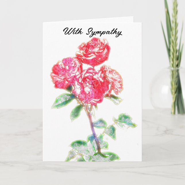 Rote Rosen Art Sympathy Card Karte (Vorderseite)
