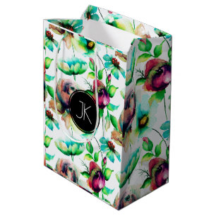 Rote Rosen auf Blond Wood Textur Mittlere Geschenktüte