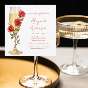 Rote Rosen auf Champagner-Platz Brautparty II Einladung