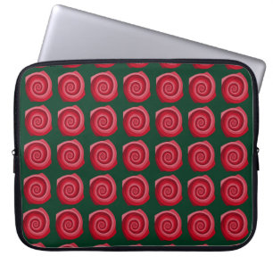 Rote Rosen auf grünem Hintergrund, abstrakt, Hinte Laptopschutzhülle