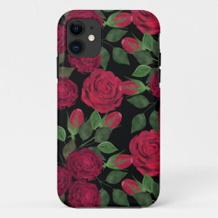 Rote Rosen auf schwarz. Case-Mate iPhone Hülle