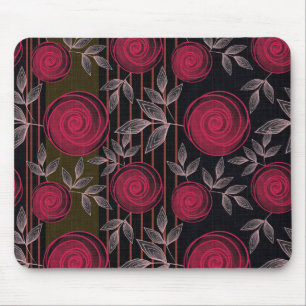 Rote Rosen auf schwarz. Mousepad