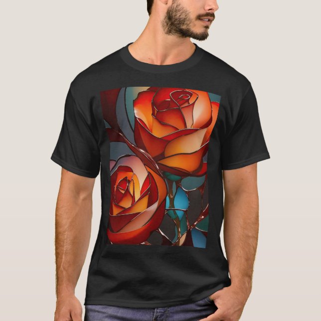 Rote Rosen aus Hartglas T-Shirt (Vorderseite)