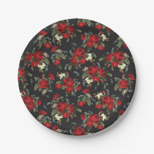 ROTE ROSEN & BABY BATH FLORAL PAPIERPLATTE PARTY PAPPTELLER