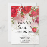 Rote Rosen & Babys Atem Elegante Florale Sweet 16