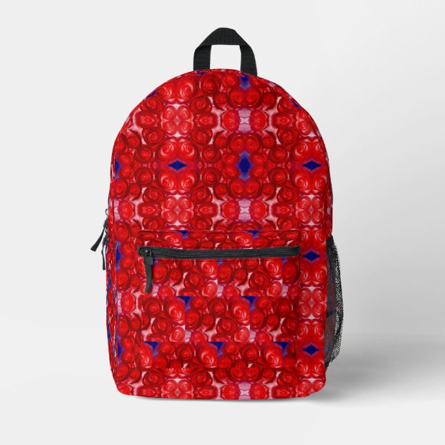 Rote Rosen Bedruckter Rucksack (Vorderseite)