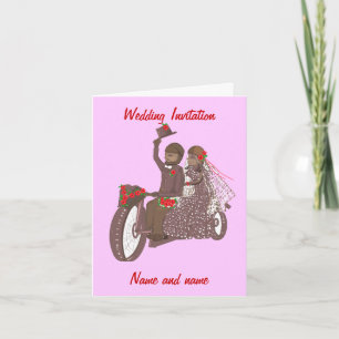 Rote Rosen-Biker oder Motorrad-Hochzeitskarten Einladung
