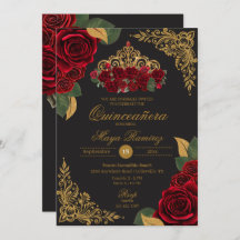 Rote Rosen Black Gold Glitzer Tiara Quinceañera