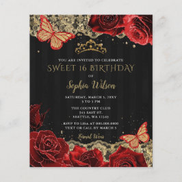 Rote Rosen Black Gold Sweet 16 Einladung