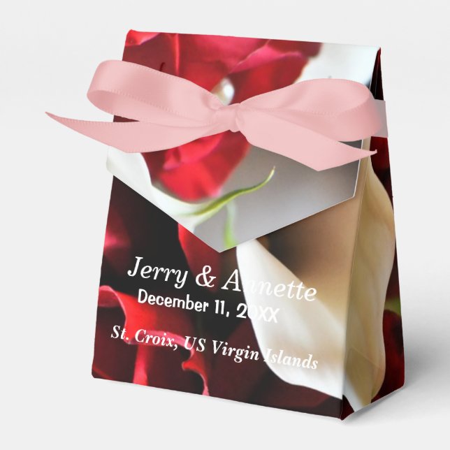 Rote Rosen Bläserne Elegante Blume Hochzeiten Geschenkschachtel (Vorderseite)