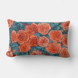 Rote Rosen, Blue Blätter Rose Garden Sommer Blume Lendenkissen